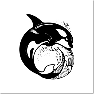 Orca Whale on the wave Posters and Art